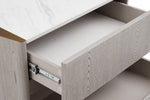 Mondello Bedside Table Washed Oak close view picture of the opened drawer