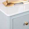 Monroe Large 3 Drawer Locker With Marble Top Sage close view picture of the marble top