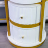 Nadia Rotating Led Dressing Mirror front view picture of the draewrs