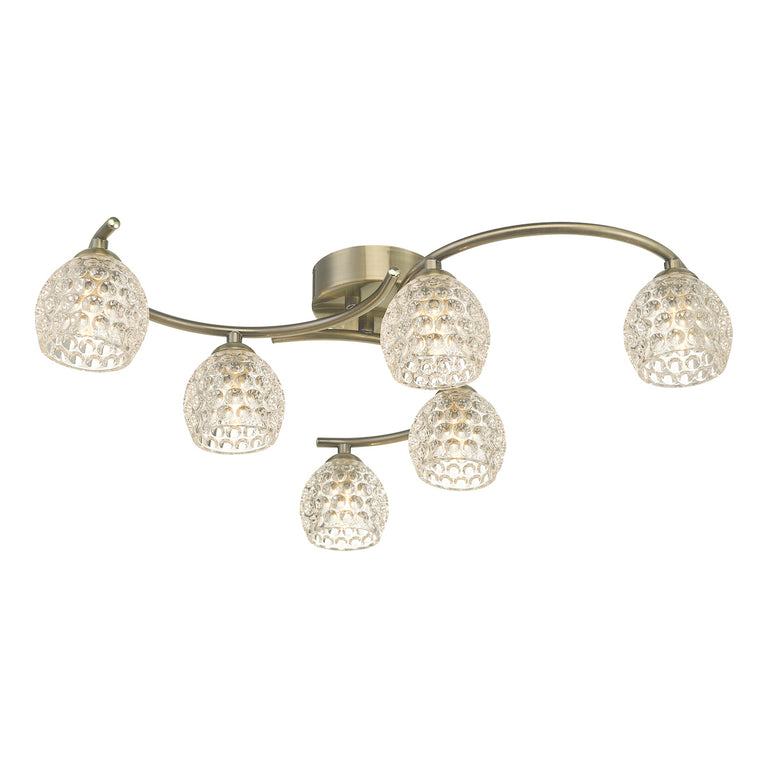 Nakita 6 Light Semi Flush Dimpled Glass