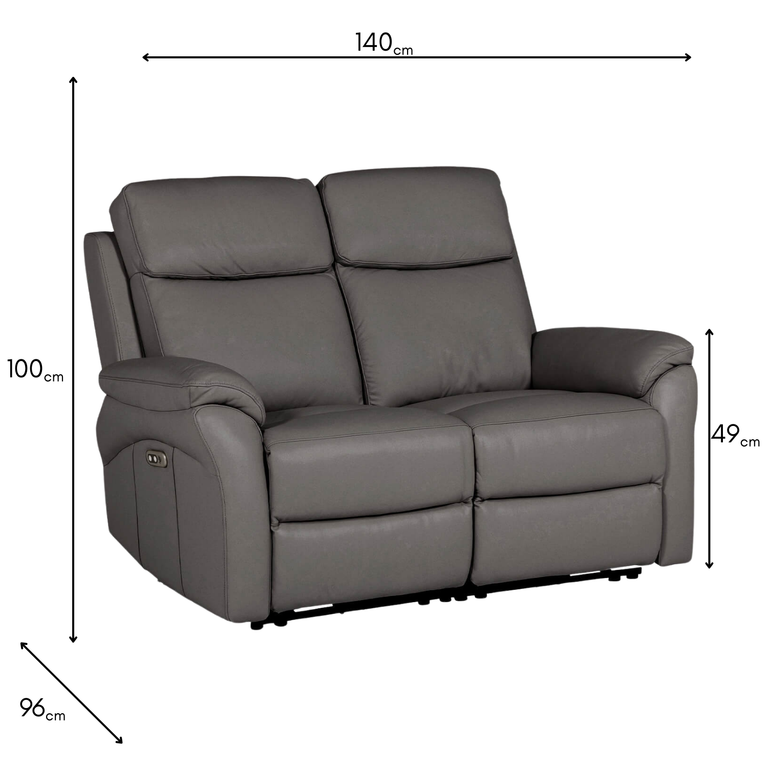 Nardo 2 Seater Electric Recliner Truffle - Recliner for Modern Living