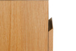 Eye-catching bedside table with storage and display options
