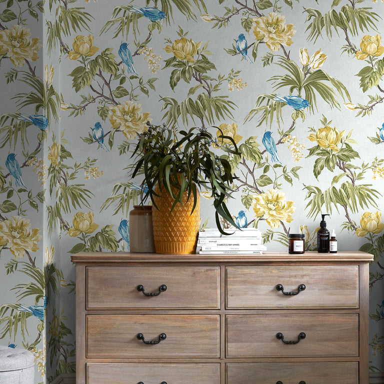 Next Wallpaper Birds And Blooms Grey
