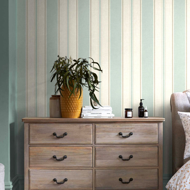Next Wallpaper Country Stripe Duck Egg