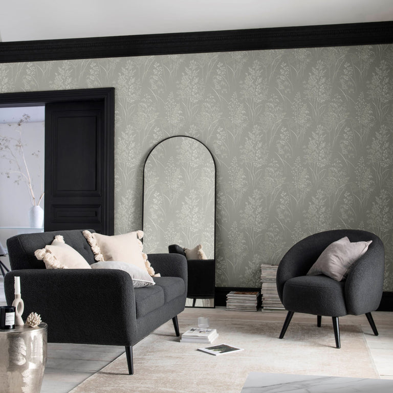 Next Wallpaper Leaf Sprigs Taupe