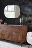 Luxury wallpaper with rose gold Greek key pattern on navy background