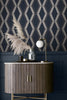 Statement Optical Triangle Navy wallpaper in bold navy