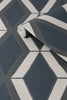Luxurious finish on Optical Triangle Navy wallpaper