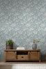 Soft duck egg wallpaper with off white detailing
