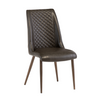 Stylish dining chair with faux leather and black legs
