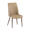 Stylish dining chair with faux leather and black legs
