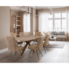 Chic dining room table with a durable marble-style finish
