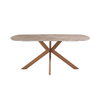 Elegant rectangle dining table with a brown marble top
