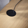 Nola Desk Natural Oak close view picture of space for lamp pluging