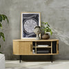Nola TV Lowboard Natural Oak life style picture with opened door
