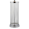 Clear Glass and Chrome Table Lamp with Ivory Shade.

