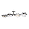 Modern ceiling lights featuring smoked and clear ribbed glass.