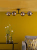 Lighting semi flush ceiling fixture with striking ribbed glass.