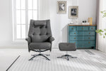 Orson Swivel Accent Chair Leroy Grey life style front view photo with a footstool