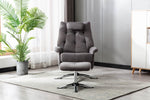 Orson Swivel Accent Chair Dark Grey life style front view photo with a footstool