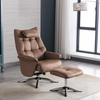 Orson Swivel Accent Chair Chestnut life style side view photo with a footstool