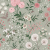 Laura Ashley Otterham Garden Wallpaper Pistachio Green close view picture of the pattern design