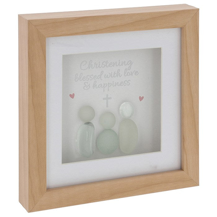 Pebble Glass Square Plaque Christening