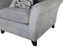 Pippa Accent Chair Silver close view picture of the chairs seat and legs
