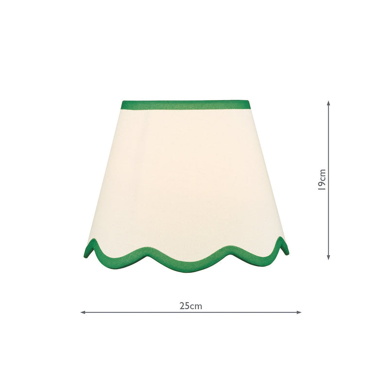 Poma Linen Scalloped Shade 25 cm Natural & Green – Home Lighting