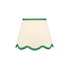 Poma Natural & Green Linen Scalloped Shade 25cm with a switched on light