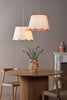 Poma Natural & Green Linen Tapered Drum Shade 45cm looks great as a pendant