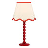 Poma Natural & Red Linen Tapered Drum Shade 25cm picture with a table lamp