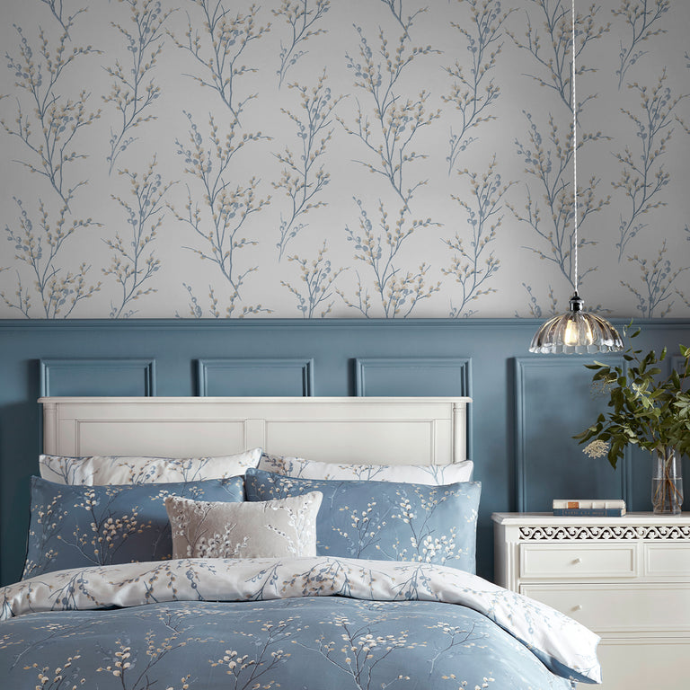 Laura Ashley Pussy Willow Wallpaper - Pussy Willow Design Wall Covering