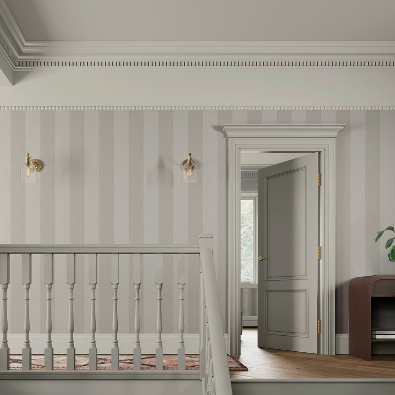 Superfresco Easy Regent Stripe Wallpaper Stone - Modern Home Decor Finish