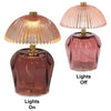 Ritzy Glass LED Lamp Purplepicture hat compare light on and off
