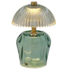 Ritzy Glass LED Lamp Teal picture with switched on light