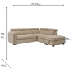 Roscoe Corner Sofa Bed RHF Oatmeal picture with dimensions