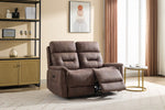 Rowan 2 Seater Sofa Electric Recliner Chocolate life style photo with reclined seat