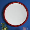 Wooden bobbin framed round mirror for elegant home decor - Ruan Round Mirror Green