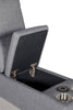 Russo Console Sectional Charcoal close view picture of the opened storage section