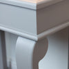 Scroll Mink Console Table With Drawer close view picture of the leg scroll design