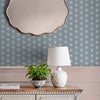 Laura Ashley Semington Floral Geo Wallpaper Newport Blue life style picture