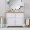 Compact yet spacious medium white sideboard.