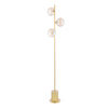 Spiral 3 Light Floor Lamp Matt Gold With Twisted Amber Glass picture on the white background