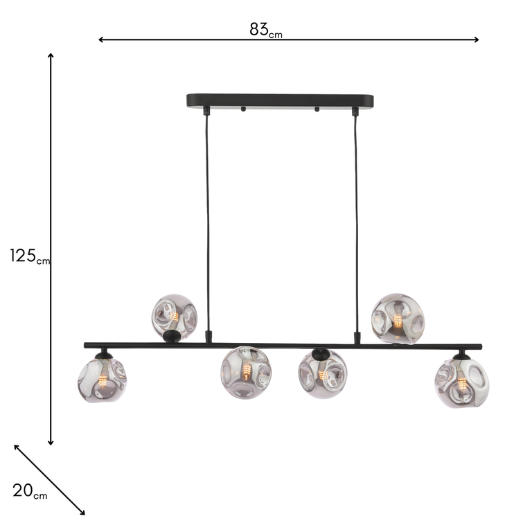 Spiral 6 Light Bar Pendant – Matt Black Pendant Light for Home Decor