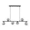 Spiral 6 Light Bar Pendant Matt Black With Closed Organic Smoked Glass picture on the white background