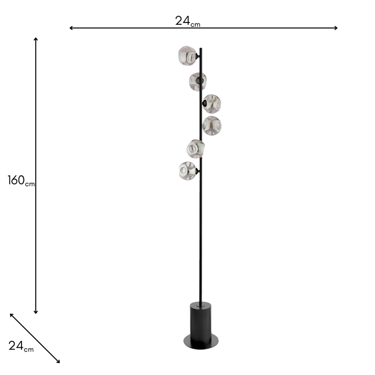 Spiral 6 Light Floor Lamp Black – Stylish Lighting Collection