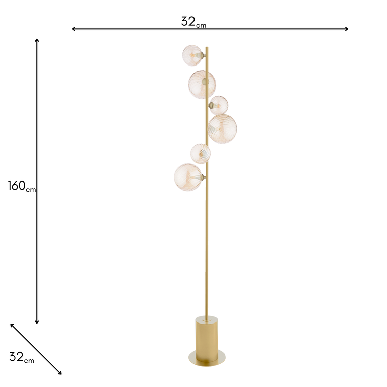 Spiral 6 Light Floor Lamp Gold – Modern Lighting Collection