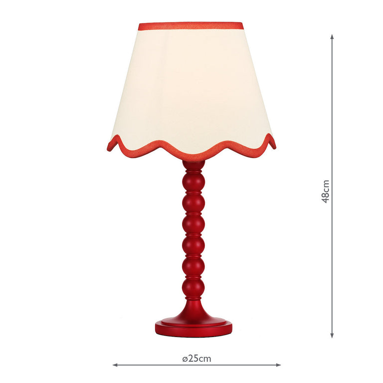 Spool Table Lamp With Poma Shade Red - Elegant Lighting Collection