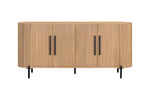 Stockholm 4 Door Curved Sideboard slated design with metal black coated legs